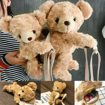 Pudcoco Cute Bag Fashion Kawaii Toddler Kids Baby Girls Cute Smile Bear Soft Plush Doll
