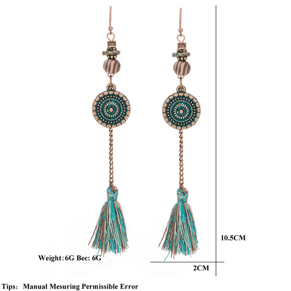Exaggerated natural stones bead long tassel earrings 2020 New bohemian brincos bijoux Crystal dangle drop earrings women jewelry（1-1） (9)