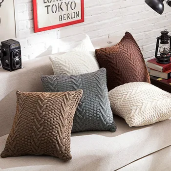 

Knit Cushion Cover Soft Knitted 45x45cm Brown Grey Ivory Pillow Cover Nordic Style Grey Ivory Coffee 45x45cm Home Decoration
