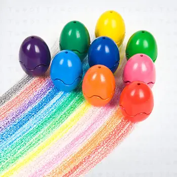 

9 Colours Egg Shape Kids Painting Wax Crayons Stackable Palm Grip Doodle Toy Crayons Egg washable Sticks Stackable Toys