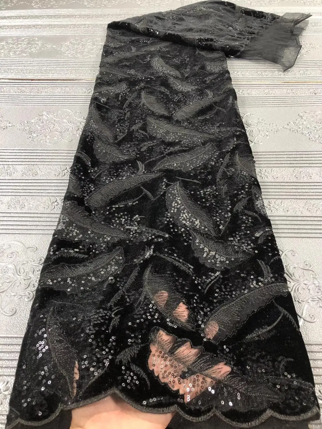 

Embroidered tulle sequined lace fabric 5 yards 2020 new French luxury lace fabricc JJ-J0397