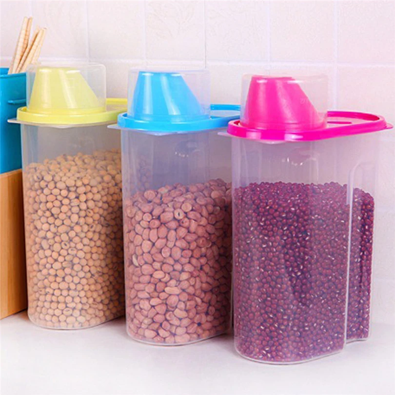 

PP Food Storage Box Plastic Clear Container Set with Pour Lids Kitchen Storage Bottles Jars Dried Grains Tank Soybean JJ20