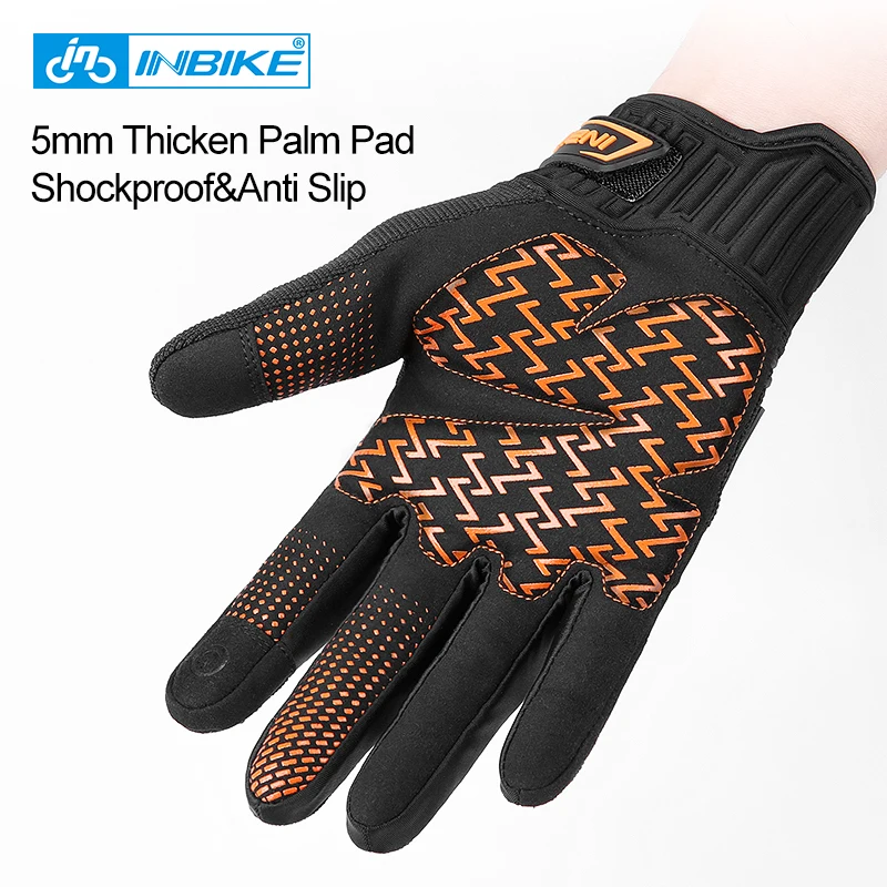 INBIKE MTB Bike Gloves Full Finger Thickened Pad Shockproof Breathable Road Bicycle Gloves Men Women Sport Cycling MC030