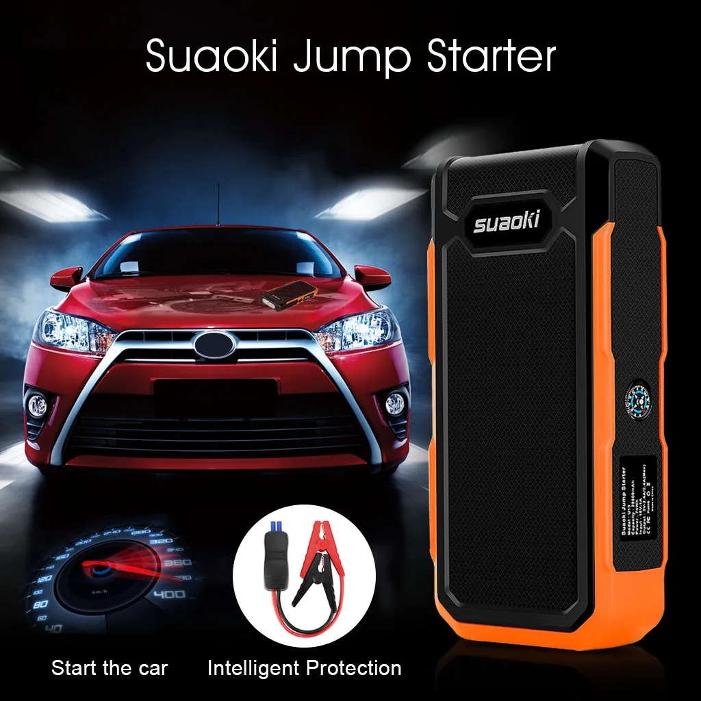 Suaoki U10-O 800A Peak Jump starter Pack Portable 20000mAh LCD Screen Power Bank LED light Smart Battery Clamps for 12V Car Boat