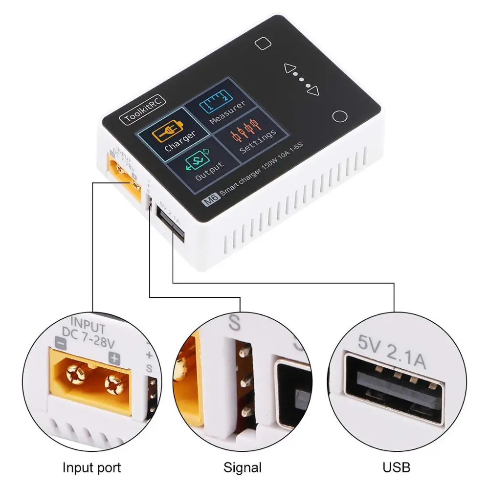 ToolkitRC M6 зарядное устройство для баланса батареи 150 Вт 10A DC Dis 1 6 S Lipo LiHV Life Lion NiMh Pb