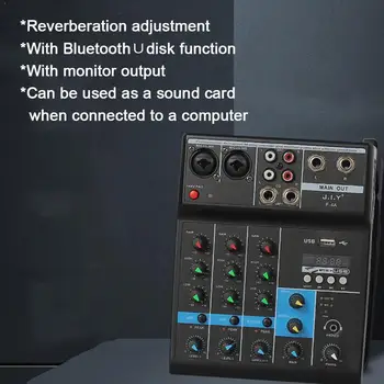 

Professional 4 Channel Bluetooth Mixer Audio Console Plug US Live KTV Stage DJ For Home Mixing Console Karaoke USB N4M3