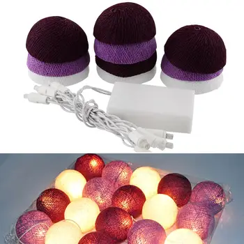 

Cotton Ball Lights LED String Light Romantic 1.8M Wedding Cotton Decoration Aladin Handmade White+Light Purple+Dark Ball