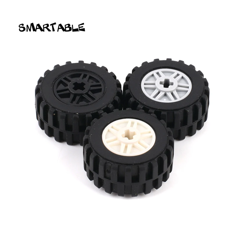 

Smartable Technical Wheel Rim 18x14 with Axle Hole + Tire 30.4x14 mm Part Building Block Toys Compatible 55982+30391 10pcs/Set