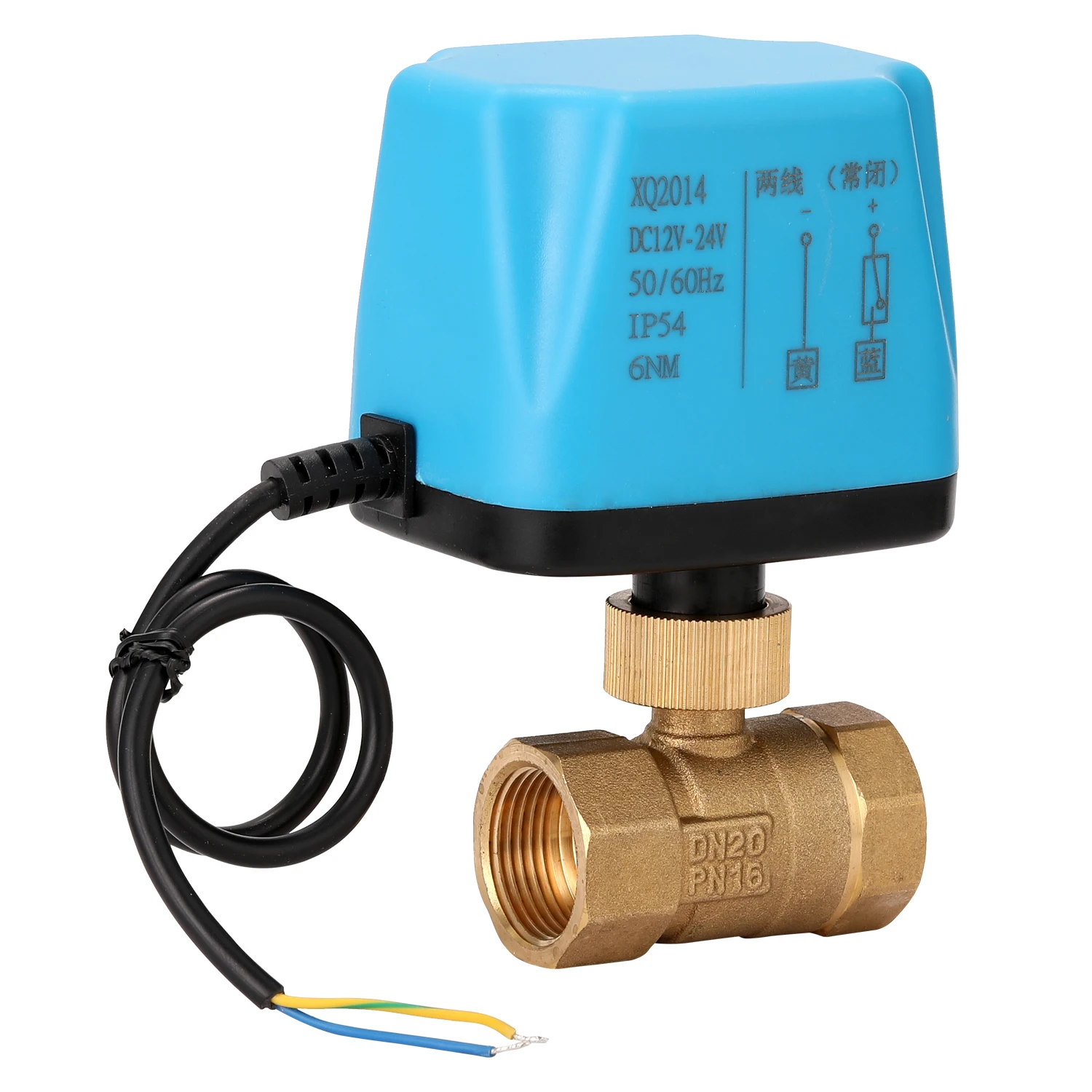 Латунный клапан DN15/DN20/DN25 12-24V Универсальный Водонепроницаемый 2 Way 2-проволочным шариком Электрический моторизованный латунный клапан с приводом
