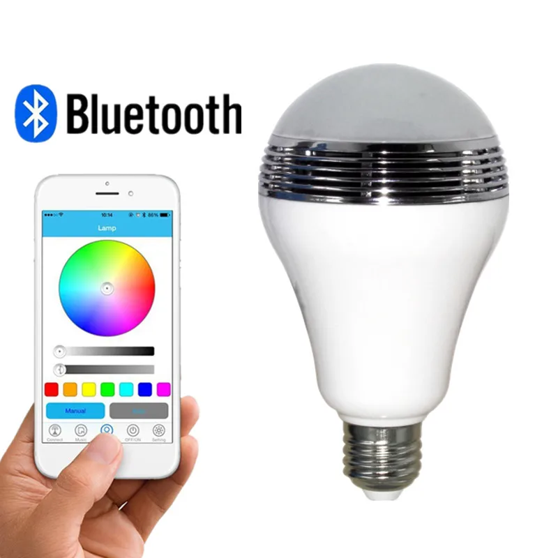 Умная RGB E27 лампа Bluetooth 4,0 аудио лампа с динамиком затемнения светодиодный беспроводной музыкальный лампочка изменение цвета