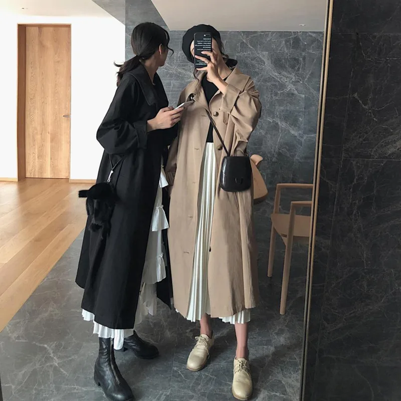 Cazadora estilo coreano sueltos gabardina de Moda largo Mujer abrigo para las mujeres longitud Moda Mujer de talla grande abrigo Mujer ropa de invierno