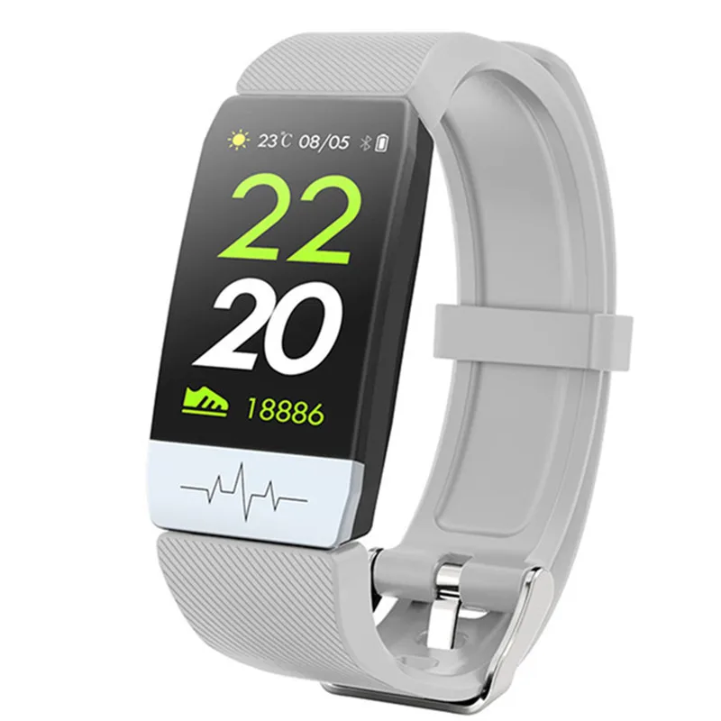 Lerbyee Q1S ECG Смарт-часы 1,14 дюймов Большой цветной экран профессиональный монитор сердечного ритма и артериального давления фитнес-трекер - Цвет: Серый