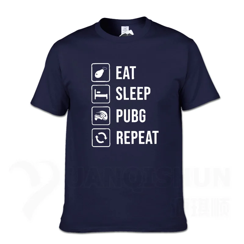 NavyBlue 3 Забавная футболка с надписью «Eat Sleep PUBG Repeat Battle Game», 16 цветов, хлопковая футболка с короткими рукавами, новая модная футболка уличная одежда унисекс - Цвет: NavyBlue 3