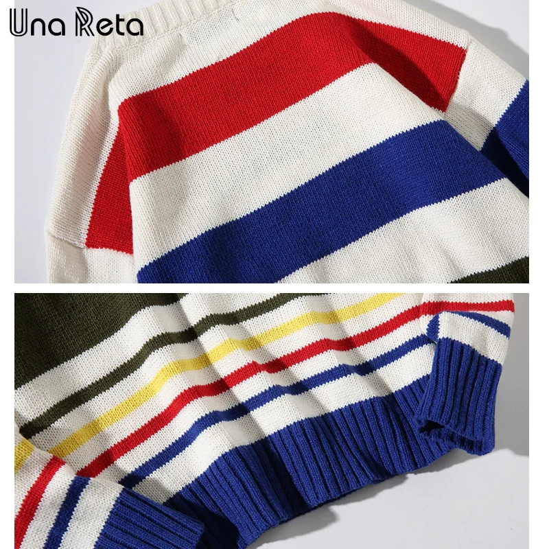 Una Reta мужской свитер Новинка Осень Зима Многоцветный Полосатый Повседневный пуловер мужской свитер Pull Homme Плюс Размер Свободный свитер для мужчин