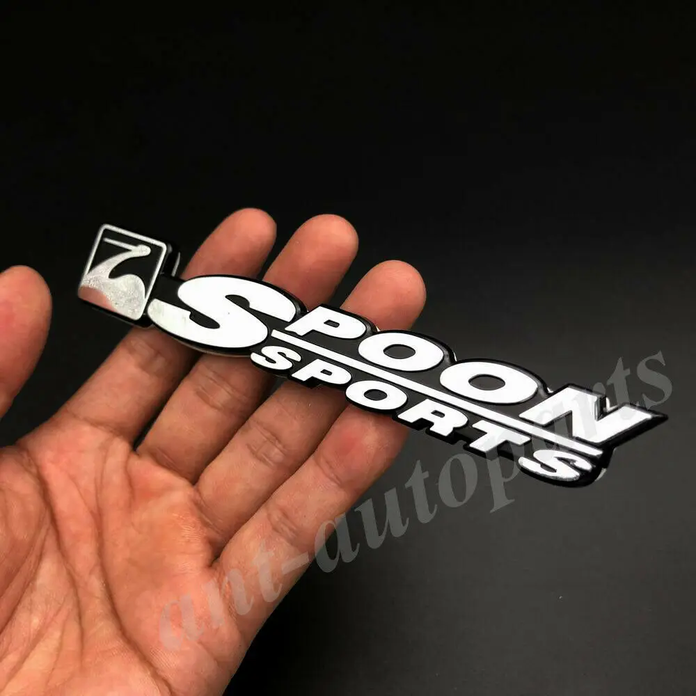 2x Chome Abs Spoon Sports Jdm R Car Trunk Fender Rear Badge Emblem 