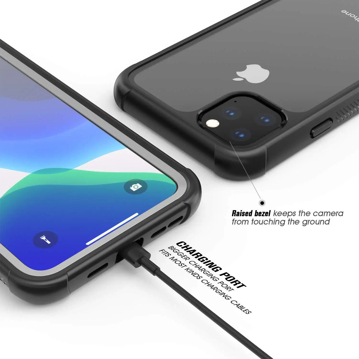 Полноразмерный прочный прозрачный чехол бампер для iPhone 11 Pro Max со встроенным