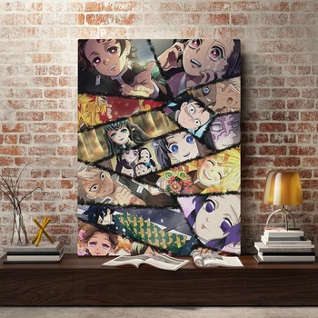 

Wall Art Home Decor Demon Slayer Kimetsu No Yaiba Print Modular Picture Posters Japan Anime Canvas Painting For Bedroom Frame