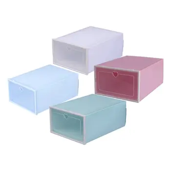 

4Pcs Transparent Thickened Shoes Case Plastic Drawer-Type Shoes Container