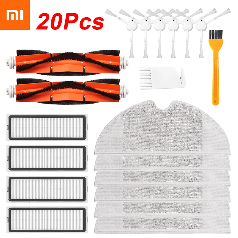 20 Uds filtro Hepa Filtro de cepillo principal RP tela de Kits para Xiaomi Mijia 1C / STYTJ01ZHM Robot pieza de aspiradora Accesorios