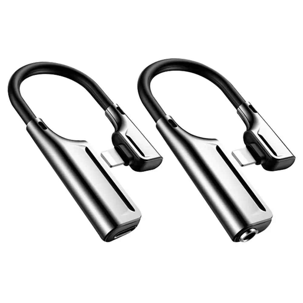 

Earphone Connector 2 In 1 Headphone Adapter For Phone Lighting To 3.5mm TPE Wire Body / Zinc Alloy Joint