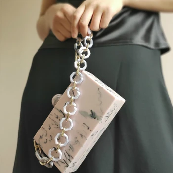 

Acrylic retro ball head light ink square box handbag box evening bag