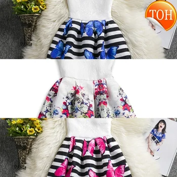 

2020 Girls Dress Summer Butterfly Floral Print Teenagers Dresses for Girls Designer Formal Party Kids Vestido Girls Clothing