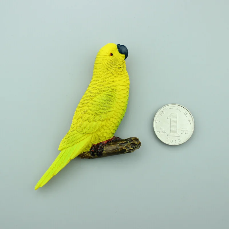 parrot yellow Магнитная наклейка на холодильник с попугаем Ящерицей американский кантри попугай испанский туатара креативный магнит на холодильник сувенир подарки - Цвет: parrot yellow