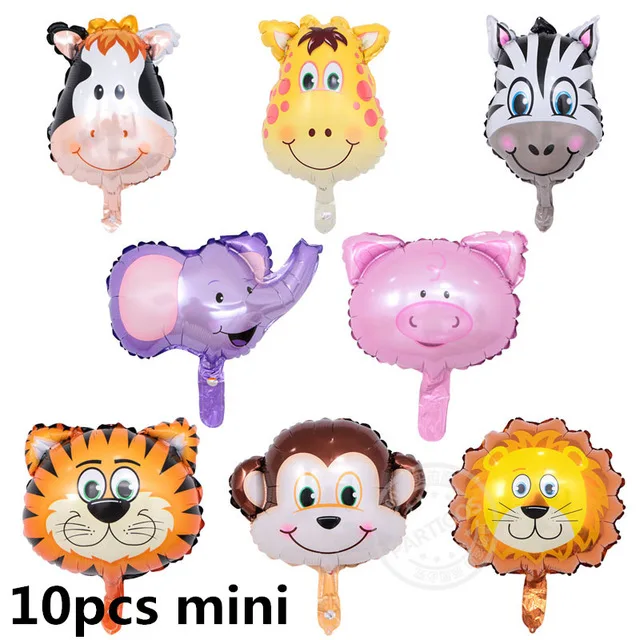 Happy Birthday Banner Animal Lion Cake Topper Kid Birthday Party Ocean Wild Animal Jungle Party Supplies Children's Day Gifts - Цвет: 10pcs mix mini