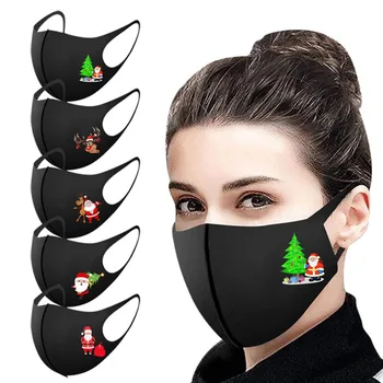 

Fast Delivery 1/5/10/25PC Christmas mask Adult's Prints Protection Face Mask Washable Earloop Mask Bandage Within 24 Hours