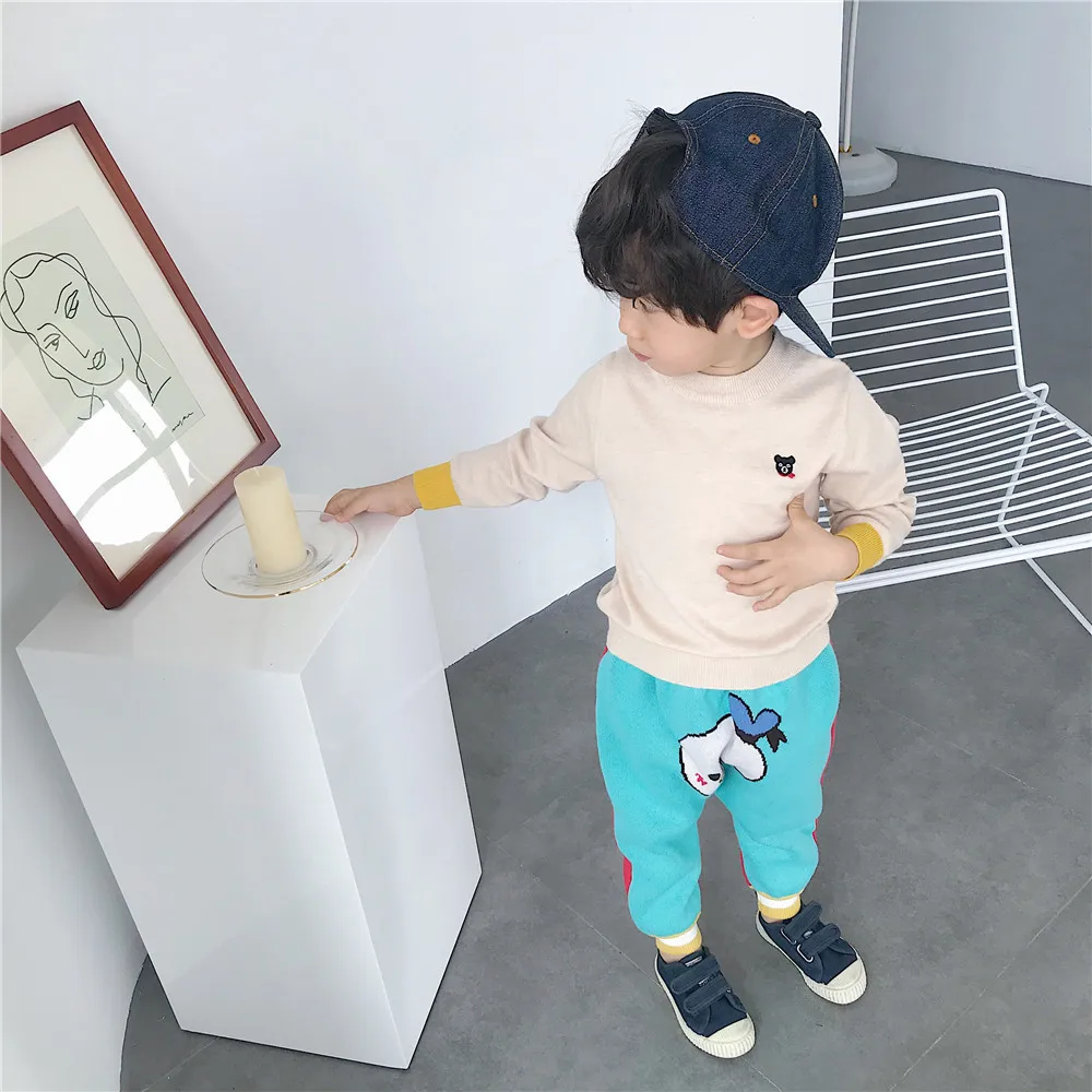 Tonytaobaby/осенне-зимняя одежда; Новая детская одежда; удобные хлопковые трикотажные штаны с рисунком; штаны для малышей