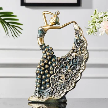

ERMAKOVA Dancing Romantic Ornament Resin Dancer Sculpture Figurine Decor Vintage Wedding Birthday Gift for Home Desktop