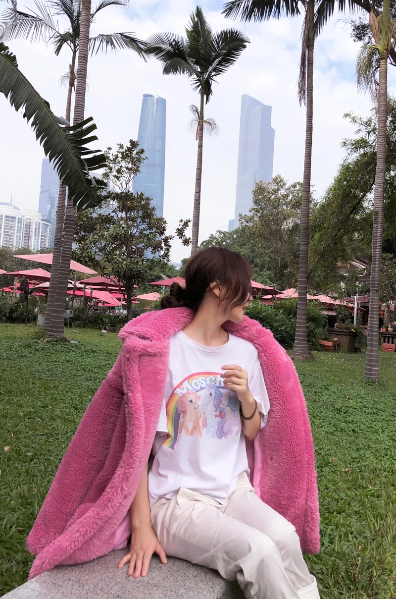 XUXI, 5 цветов, зима, одноцветное, свободное, женское, утолщенное, шерсть, пальто, повседневное, женское, шерстяное, плюшевое, длинное, пальто для женщин, s FZ38