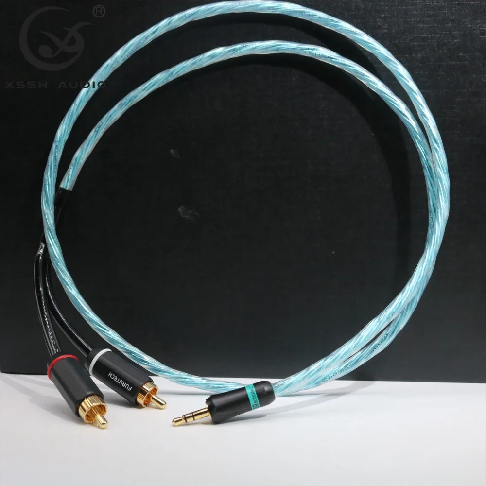 XSSH audio 3 5mm stereo plug to 2 RCA Hi end HIFI OFC pure copper Headphone Earphone Extension Audio Wire Cord Aux Cable Cables