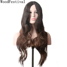 WoodFestival женские парики для женщин термостойкие синтетические парики длинные волнистые косплей коричневый черный