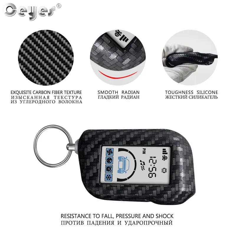 Carbon fiber Case key case cover key case car key shell For Starline A93 A63 A39 A36 A69 A96 A66 Car 2 Way Alarm Remote Sensor Control LCD Key Cover Accessories