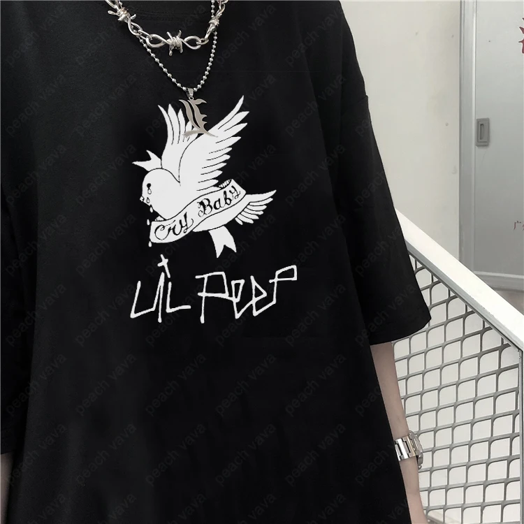 Летняя футболка с принтом lil peep в стиле хип-хоп коротким рукавом Харадзюку |