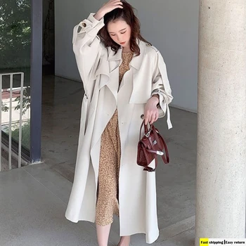 

2020 New Mid-length Korean Style Women Windbreaker Popular Coat Loose Over The Knee British Style Coat