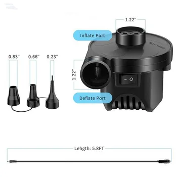 

DC/AC 12V Electric Air Pump 3 Nozzles Air compressor Universal Home Car Inflatable Pump For Air Mattress Swimming Ring Pool #