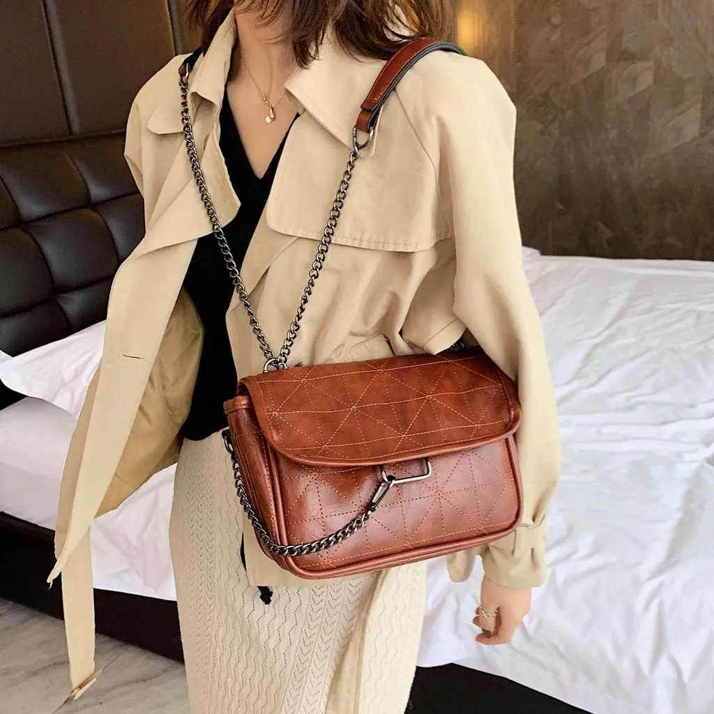 Маленькая квадратная сумка новые сумки высокого качества одноцветные винтажные кожаные сумки через плечо для женщин зимняя сумка через плечо