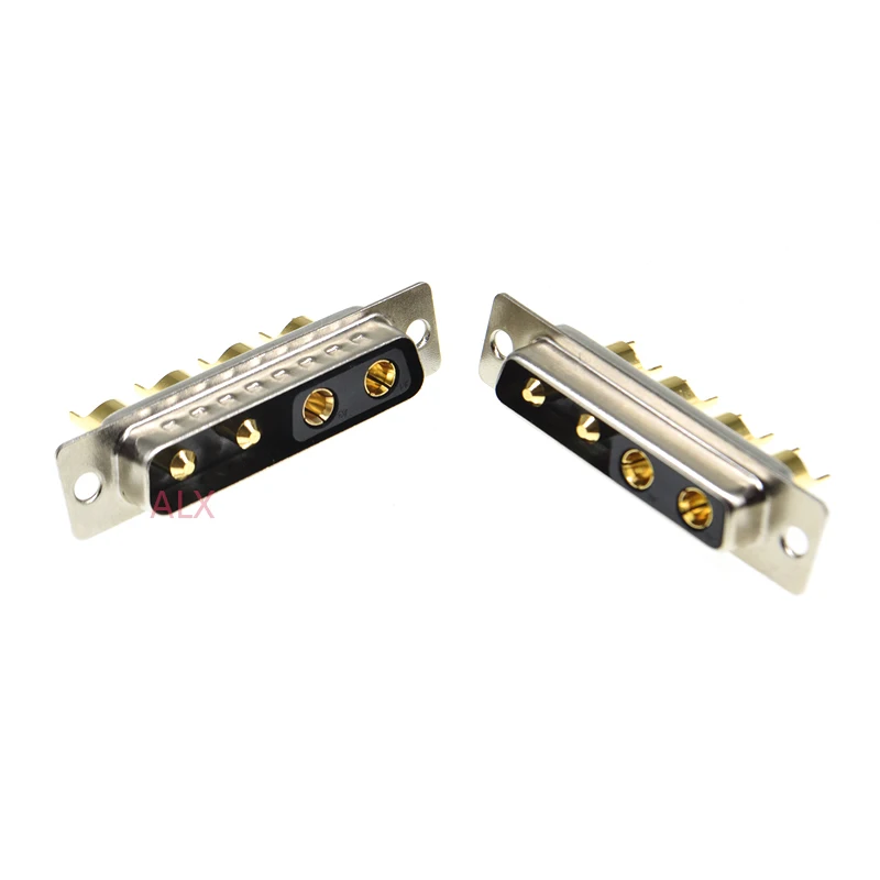 1PCS 4V4 30A Gold plated MALE FEMALE high current CONNECTOR D-SUB adapter solder type 4pin plug socket Welding high power DB