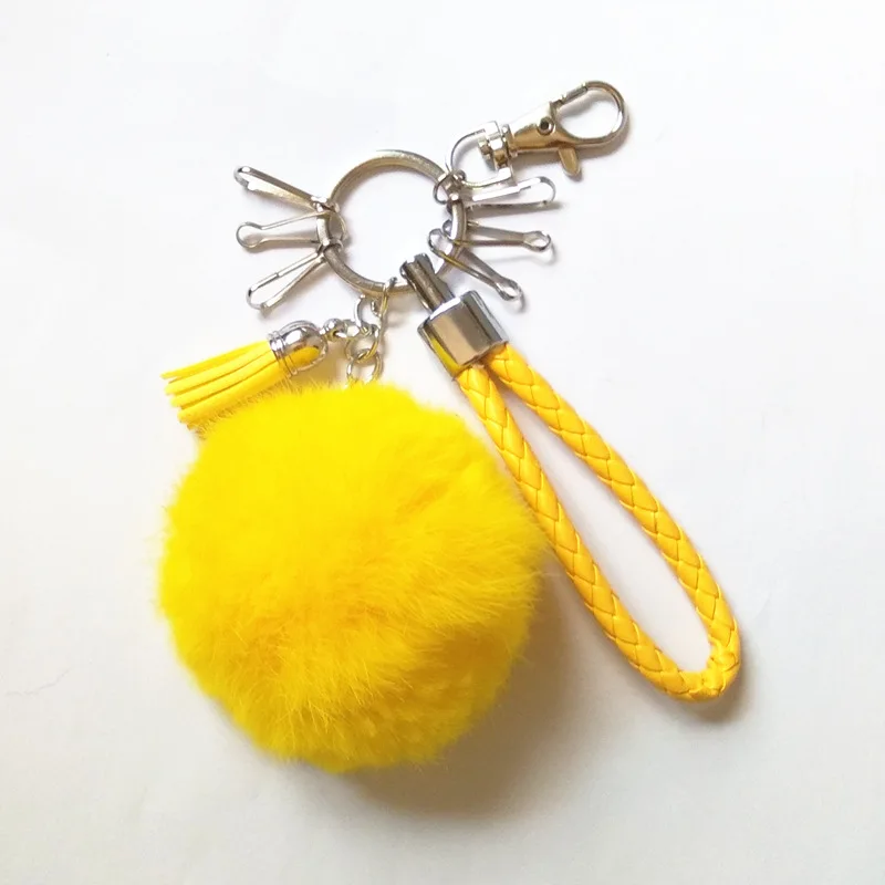 Creative 6 Cm Color High Imitation Furry Ball Tassels Leather Rope Waist Buckle Key Pendants Handbag Pendant Accessories Pendant