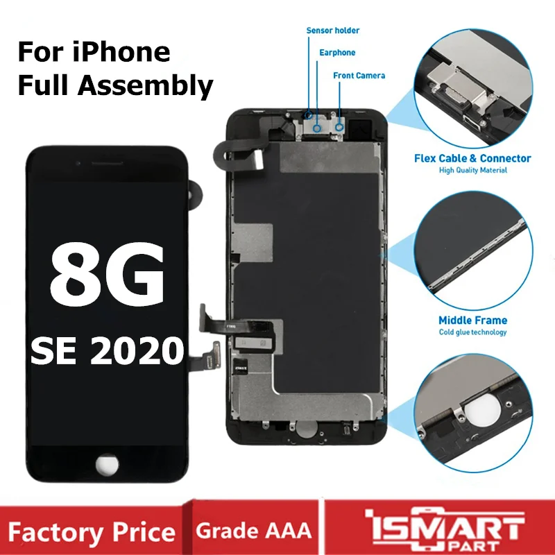 

AAA+++ Screen For iPhone 8 8 Plus LCD Full Assembly Display Touch Digitizer Assembly Replacement With Front Camera+Speaker+Plate