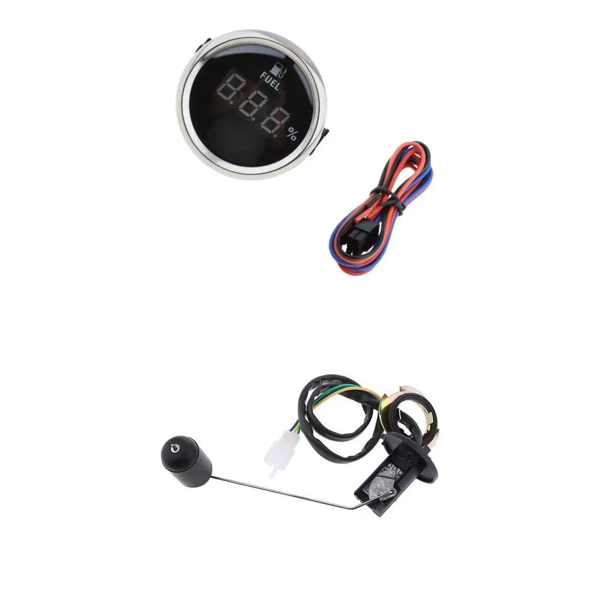 Black 52mm Marine Boat Digital Fuel Level Meter Gauge With Fuel Sensor Kit