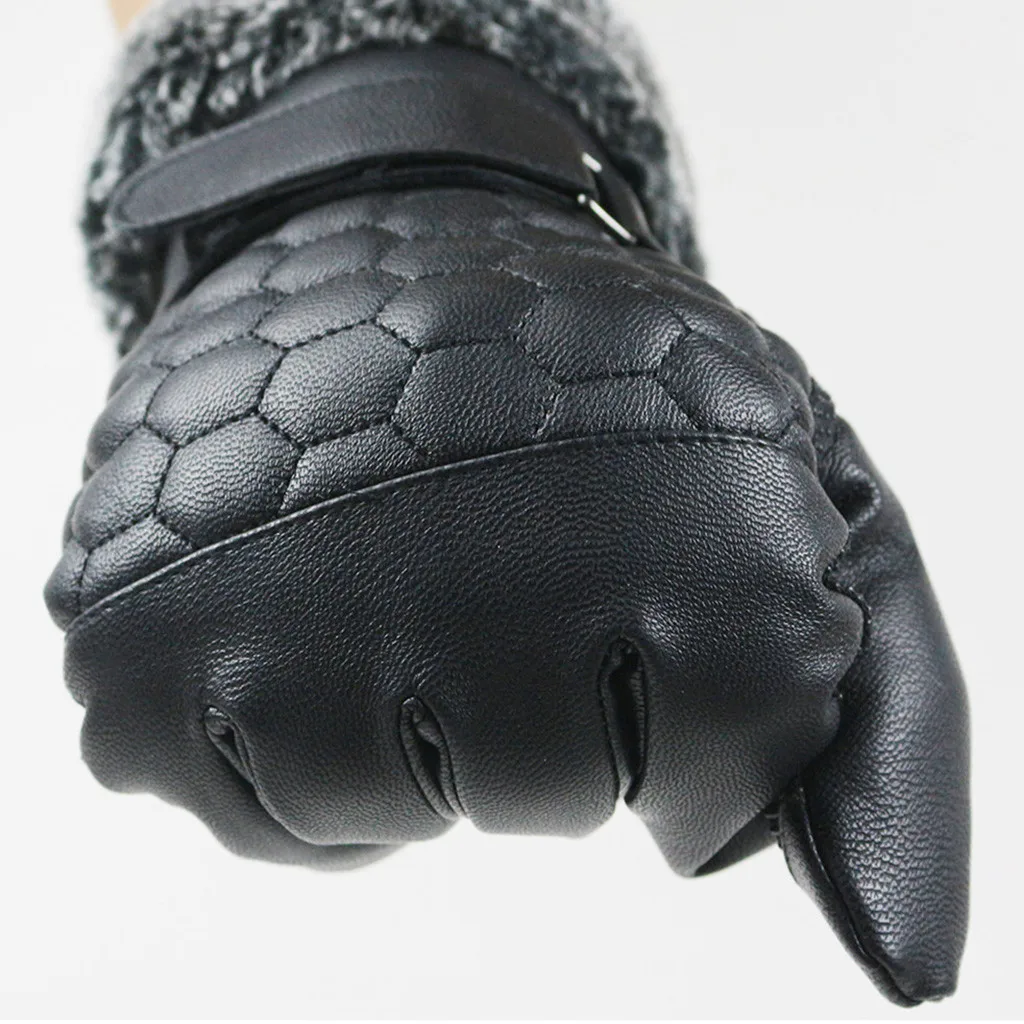 Мужские зимние тактические перчатки кожаные перчатки с сенсорным экраном плюс бархатные теплые рукавицы для езды на велосипеде ветрозащитные перчатки# Zer