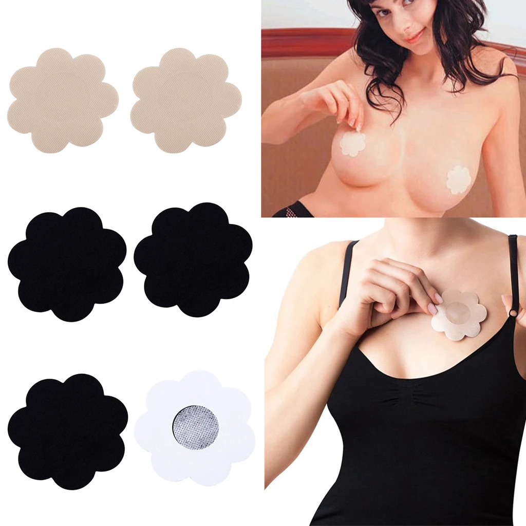 

20 pairs Satin Black Flower Nipple Cover Breast Cover Sticker Bra Pad Patch Disposable for Wearing Under T-shirts Tantops Sheer
