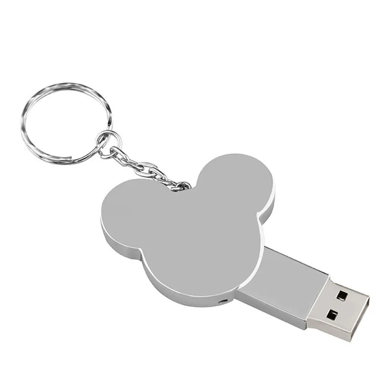 Металлический usb-накопитель JASTER в стиле Микки, 4 ГБ, 8 ГБ, 16 ГБ, 32 ГБ, металлический флеш-накопитель, брелок - Цвет: Silver