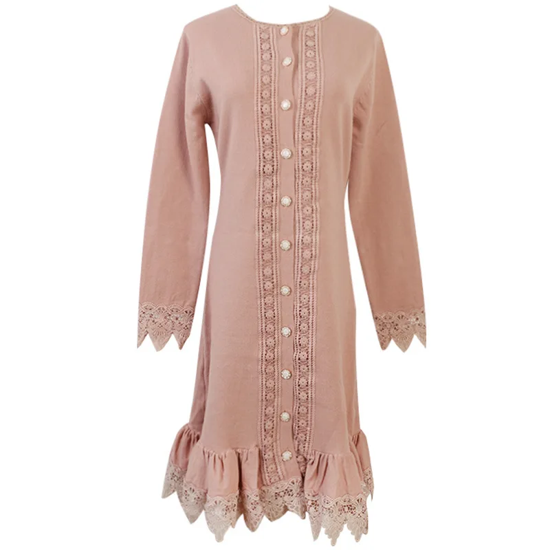 pink DMY1144 XITAO Плиссированное лоскутное кружевное Открытое платье женская одежда модное корейское повседневное элегантное платье пуловер Осень новинка DMY1144 - Цвет: pink DMY1144