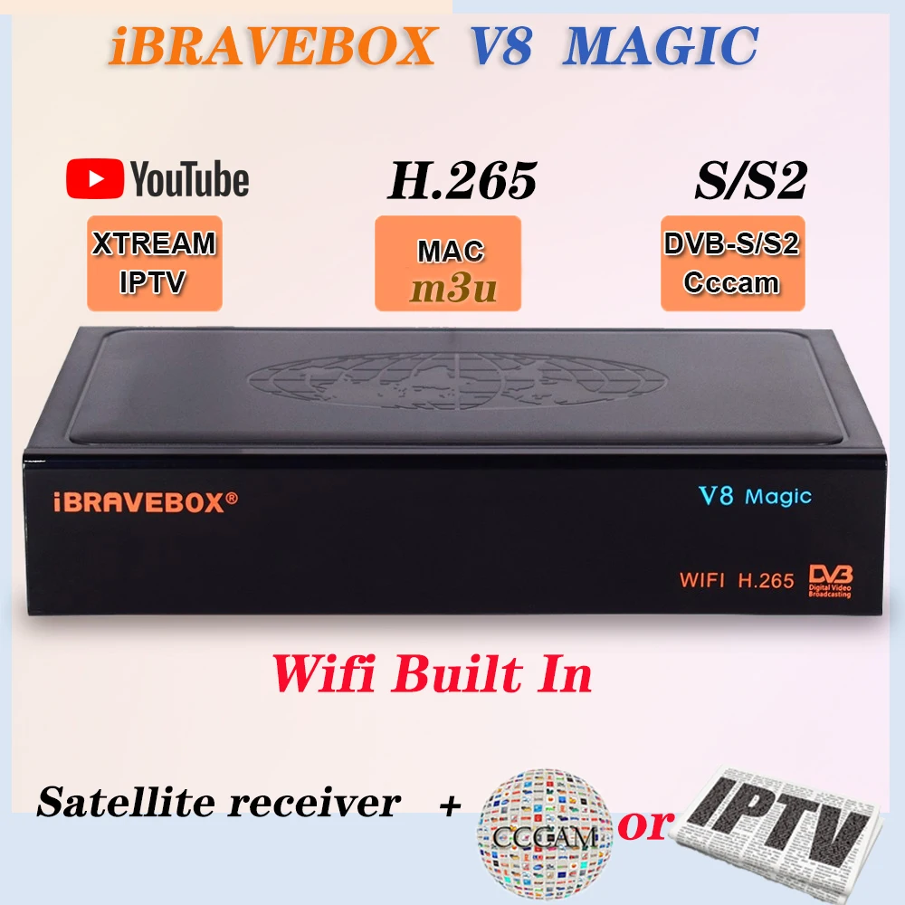 

IBRAVEBOX V8 Magic Full HD Digital mi box H.265 DVB S2 Built-in Wifi spain Cccam android smart IPTV m3u TV Satellite receiver
