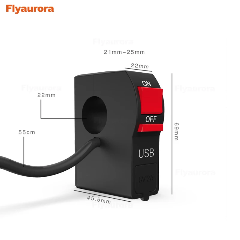 Переключатель для мотоцикла 7/8 дюйма 22 мм а USB зарядка|Руль велосипеда| |