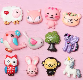 

Kawaii Cartoon Bird owl Unicorn Flatback Resin Cabochon rafts DIY Scrapbooking Hair Bows Phone shell Decoration